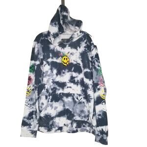 Brooklyn Cloth Blue Tye Dye "Drip All Day" Hoodie Sweatshirt Large